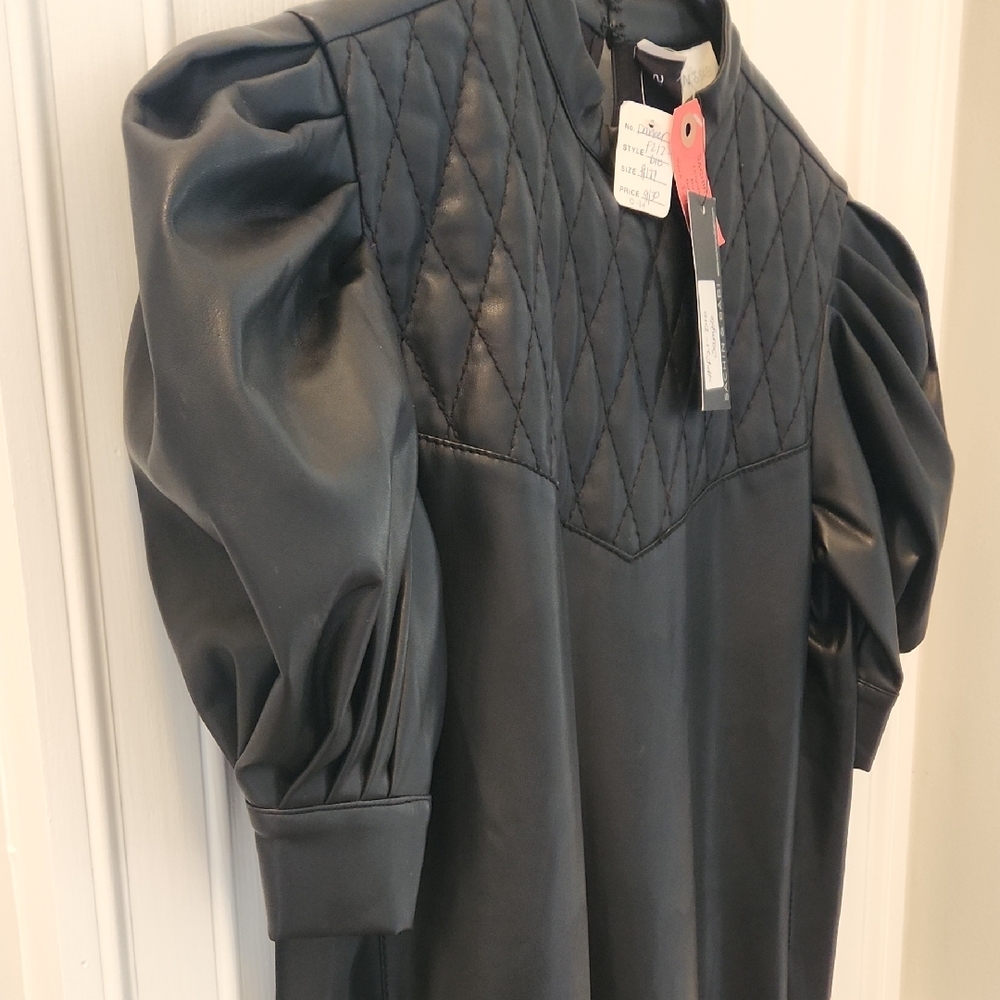 Sachin + Babi Black Quilted Puff Sleeve SAMPLE Dress - Picture 7 of 8